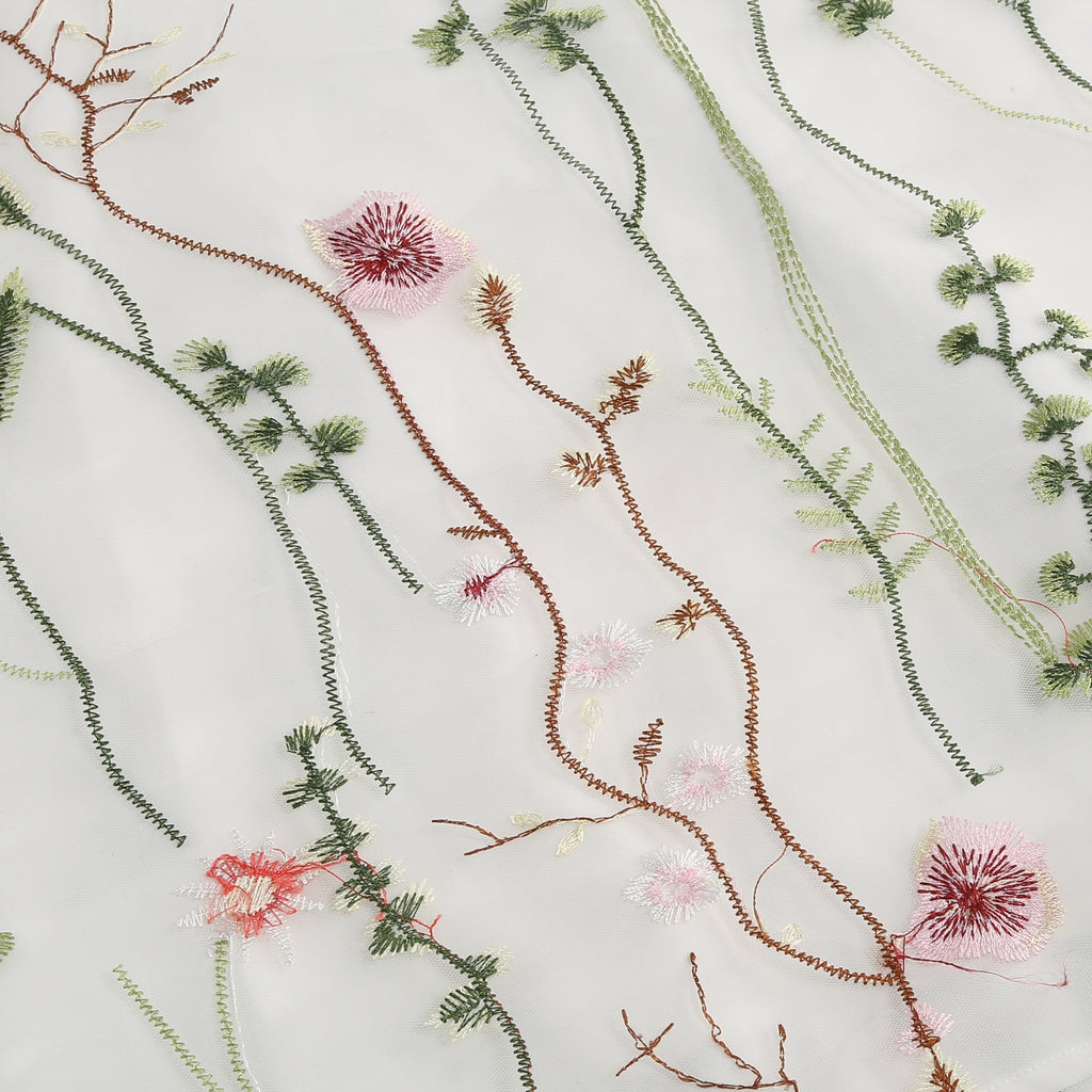 Women's Floral Embroidered Mesh Dress