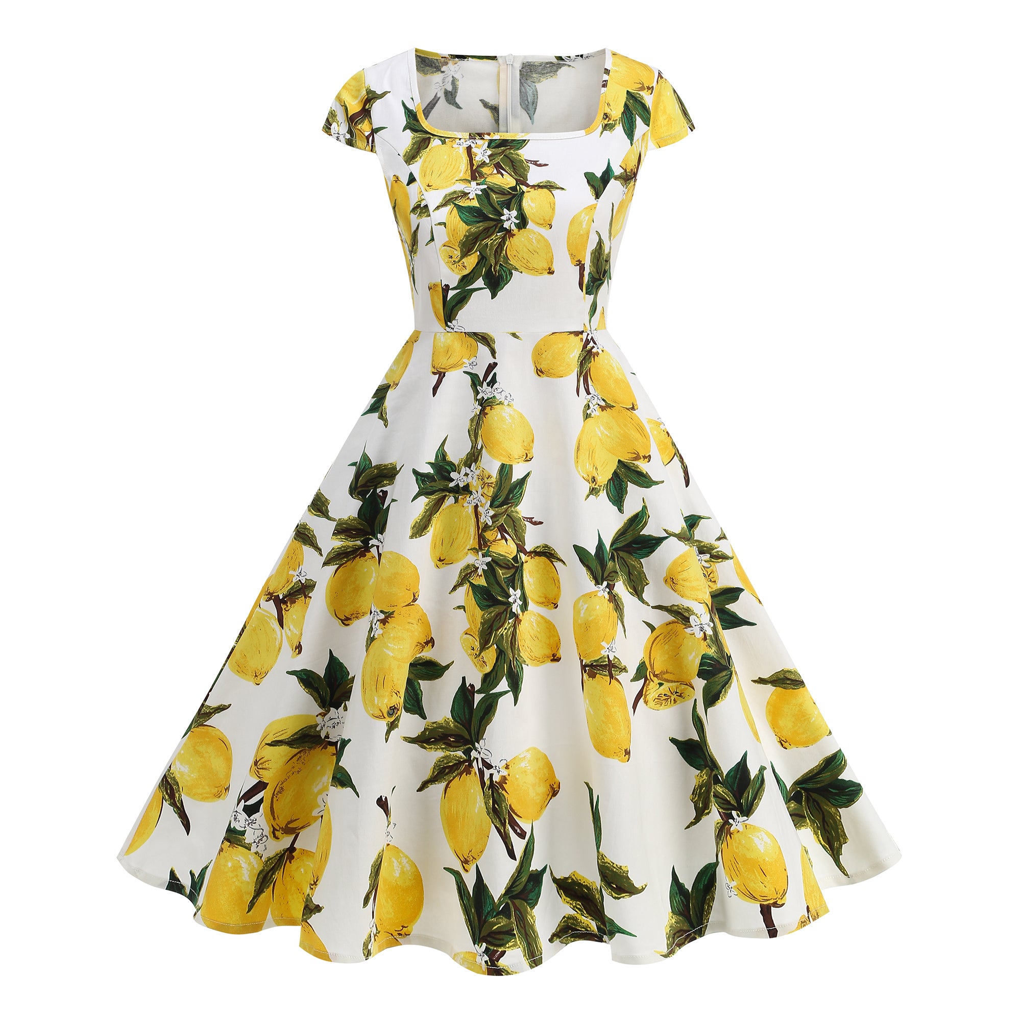 Women's Floral Square Neck Fit & Flare Midi Dress