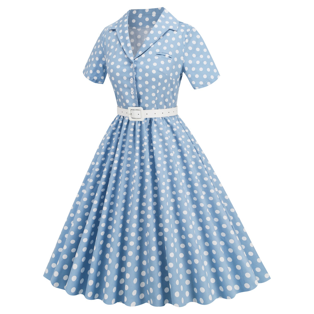 Women's Polka Dot Collared Button-Front Dress