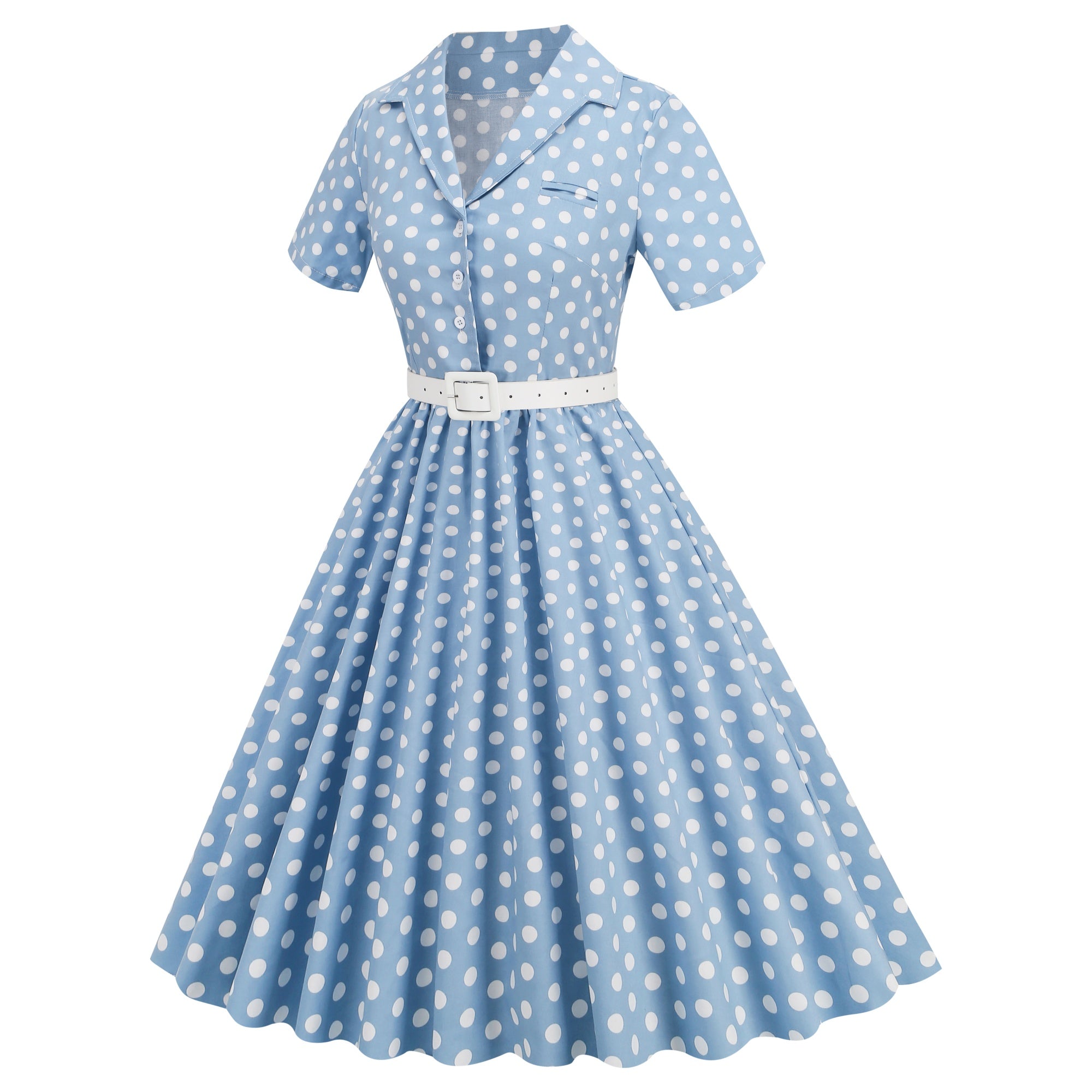 Women's Polka Dot Collared Button-Front Dress