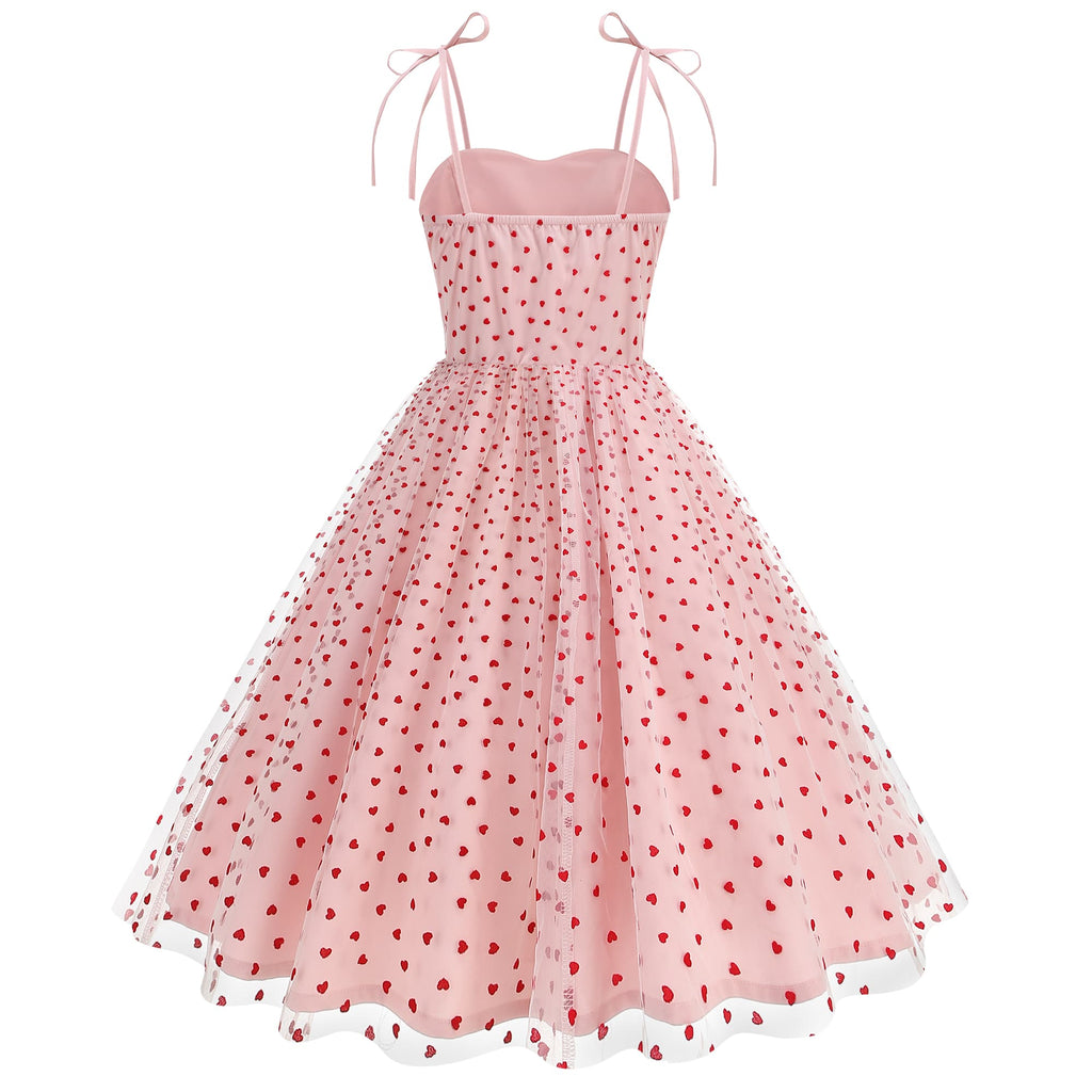 Women's Heart Print Tulle Dress