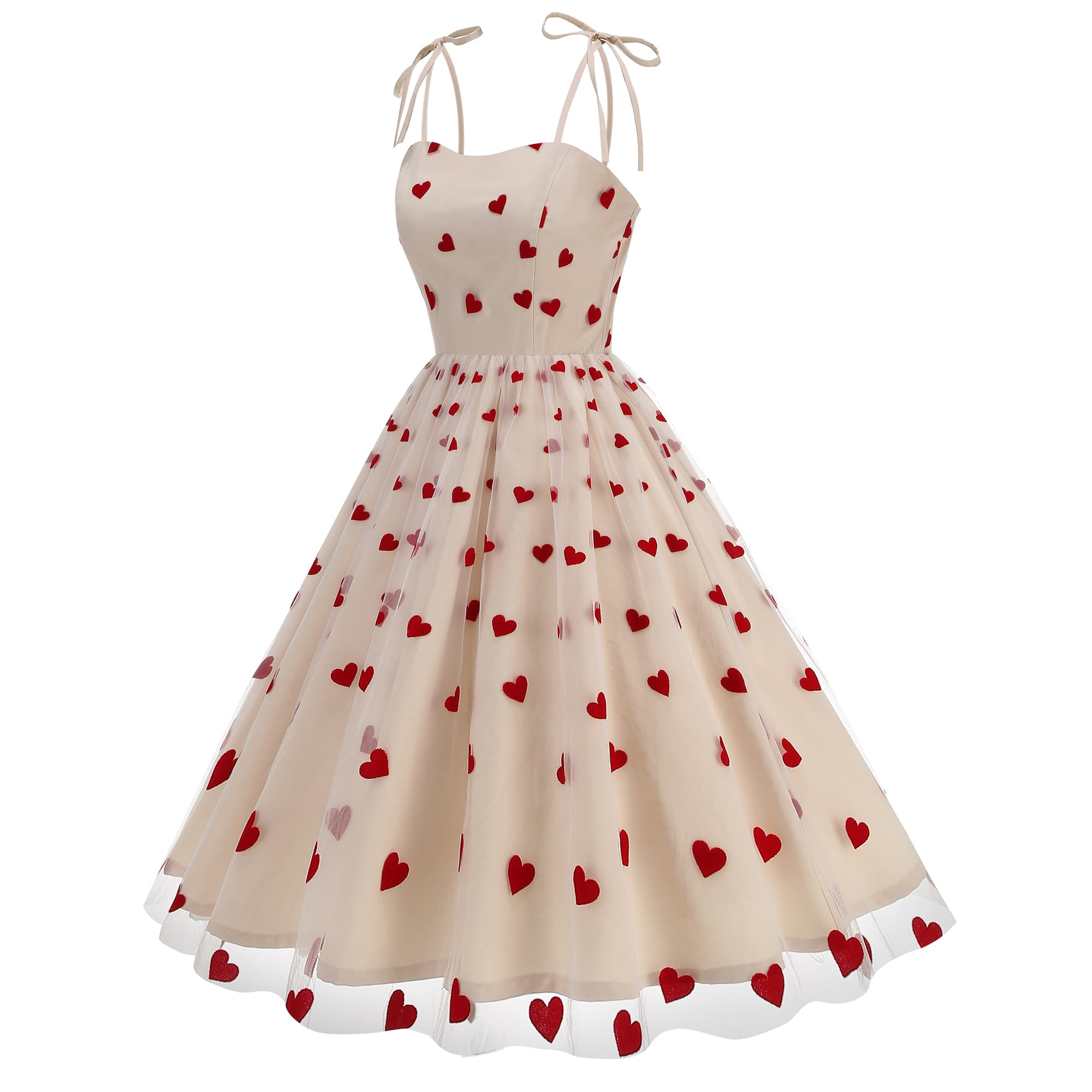 Women's Heart Print Tulle Dress