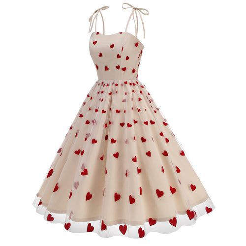 Women's Heart Print Tulle Dress