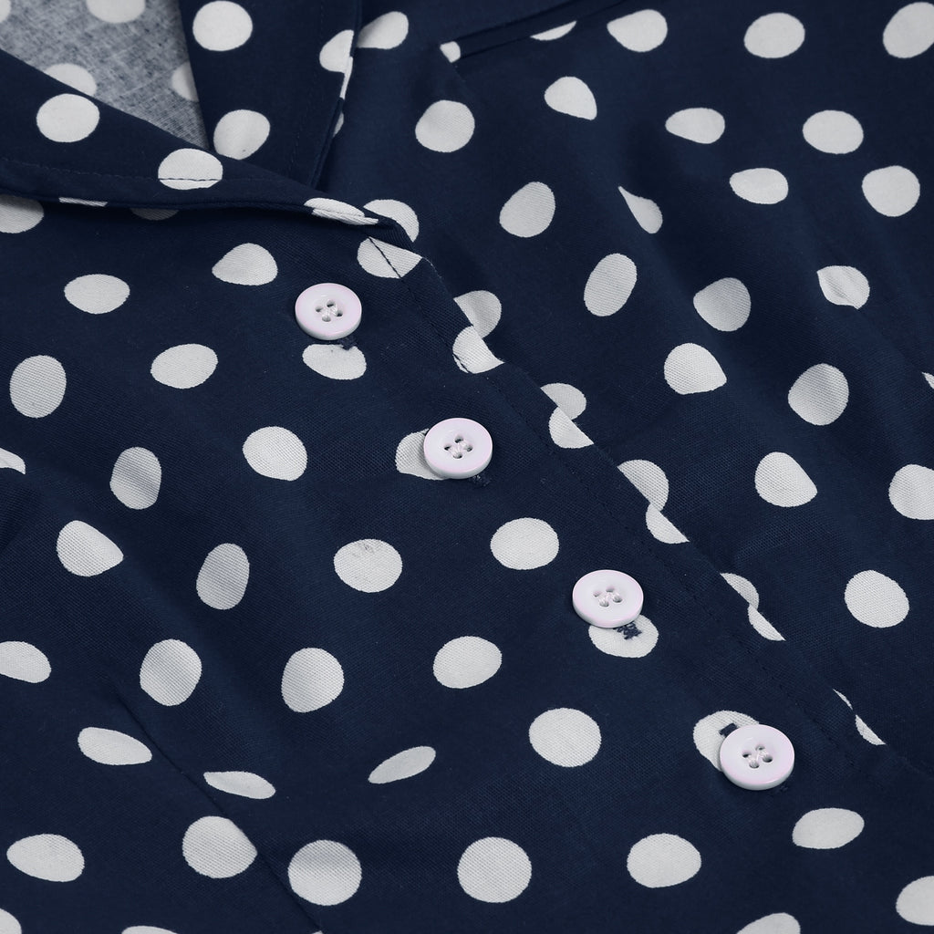 Women's Polka Dot Collared Button-Front Dress