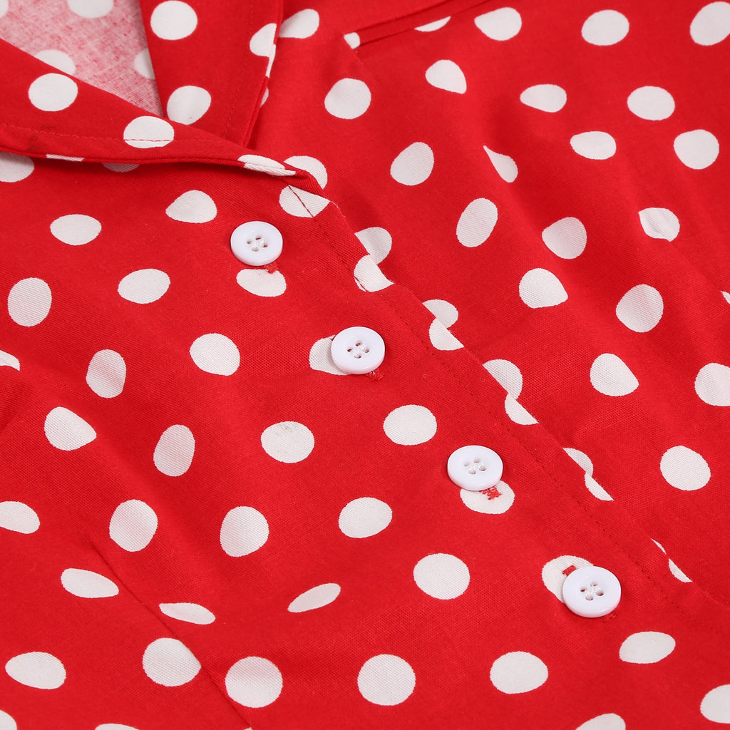 Women's Polka Dot Collared Button-Front Dress