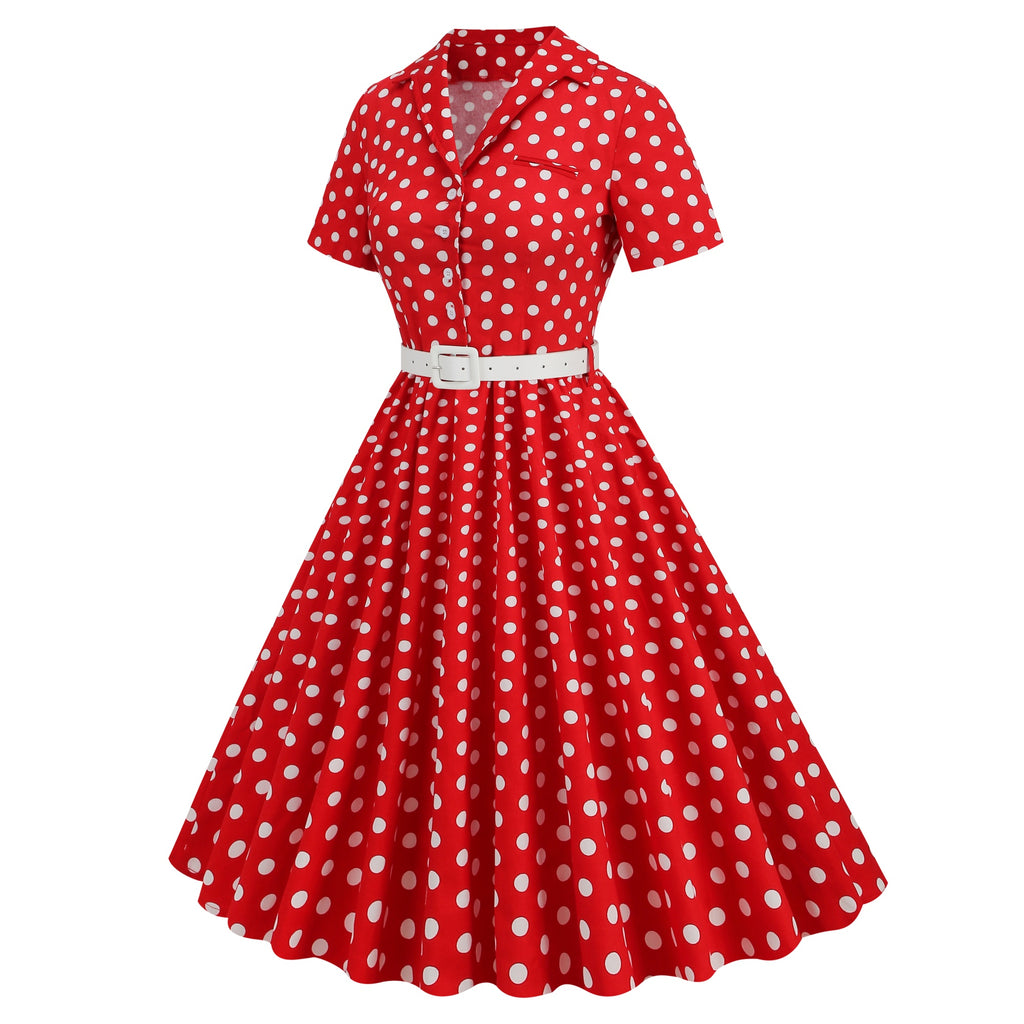 Women's Polka Dot Collared Button-Front Dress