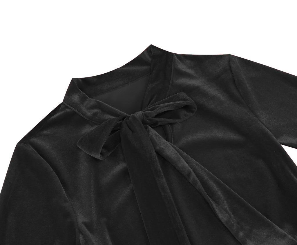 Women's Elegant Tie Neck A-Line Midi Dress