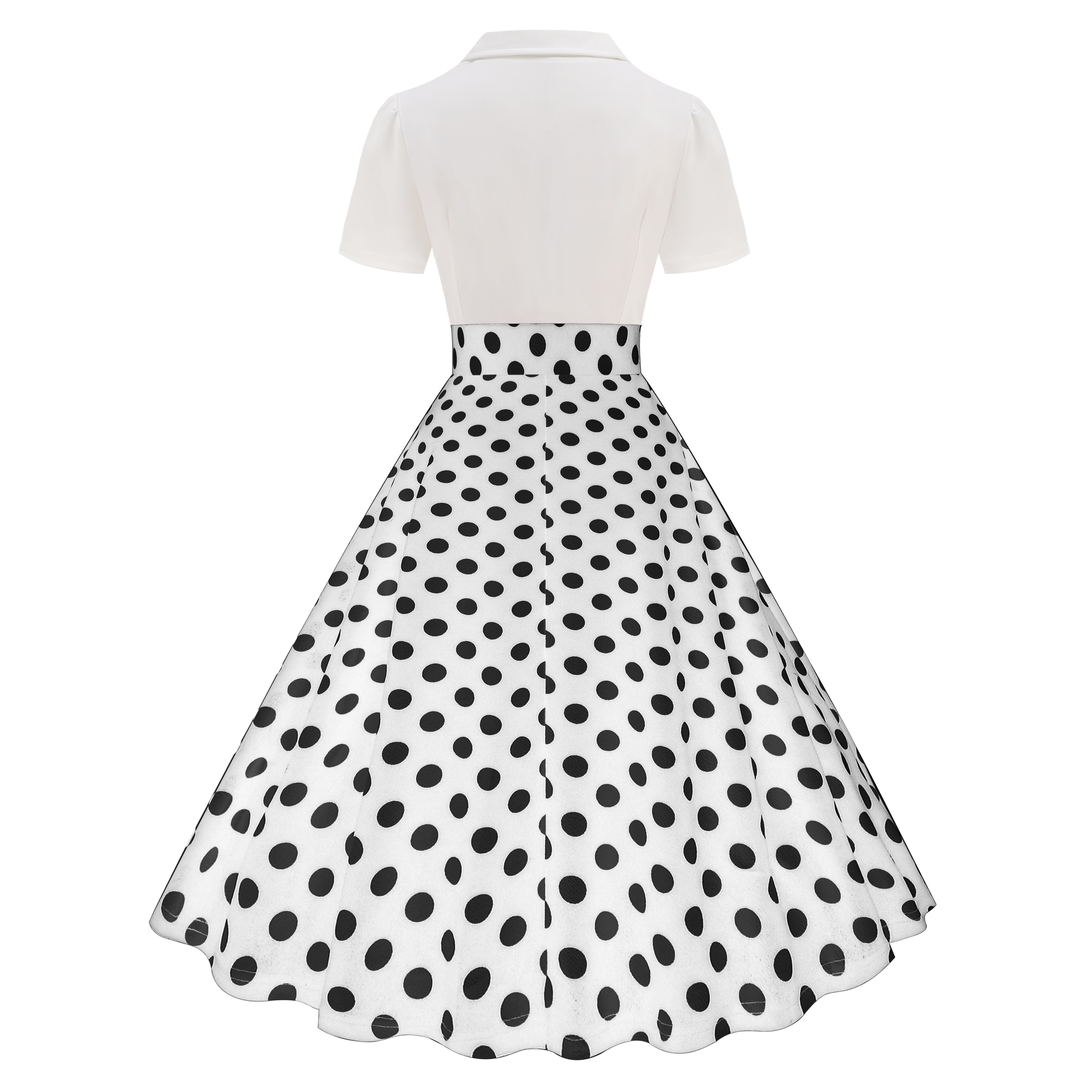 Women's Vintage Color Block Polka Dot Dress