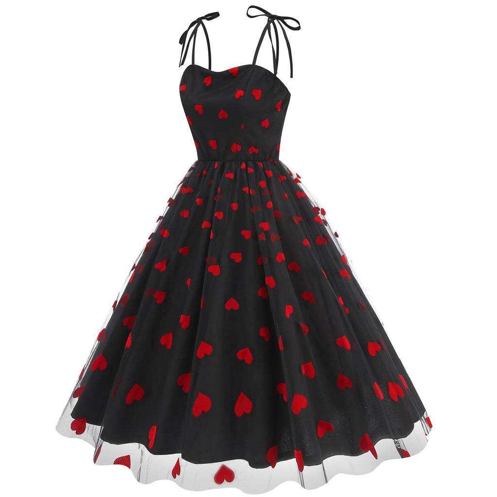 Women's Heart Print Tulle Dress