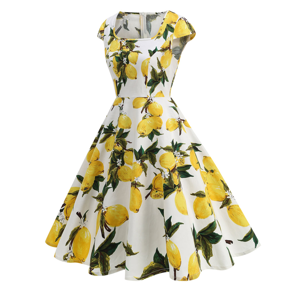 Women's Floral Square Neck Fit & Flare Midi Dress
