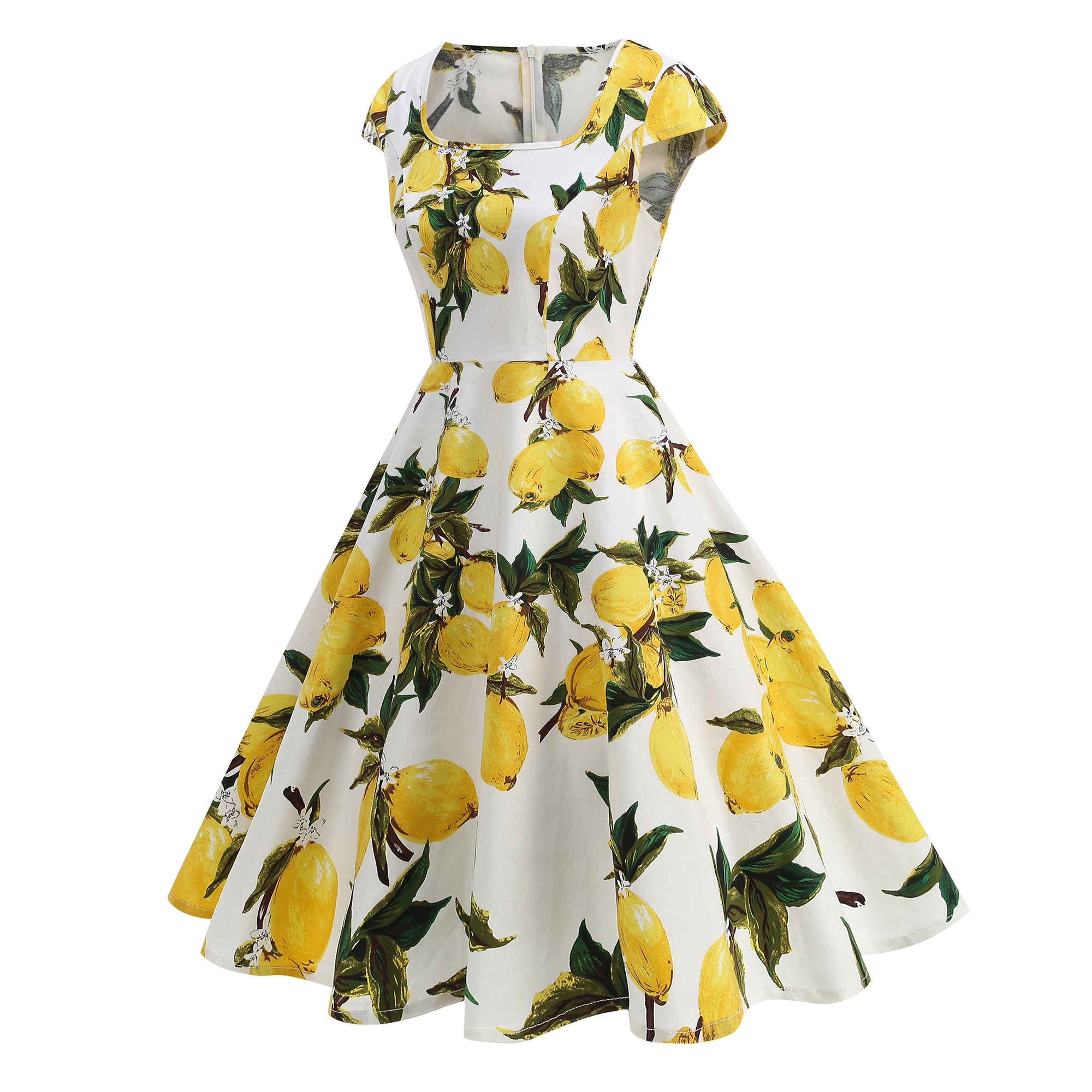 Women's Floral Square Neck Fit & Flare Midi Dress