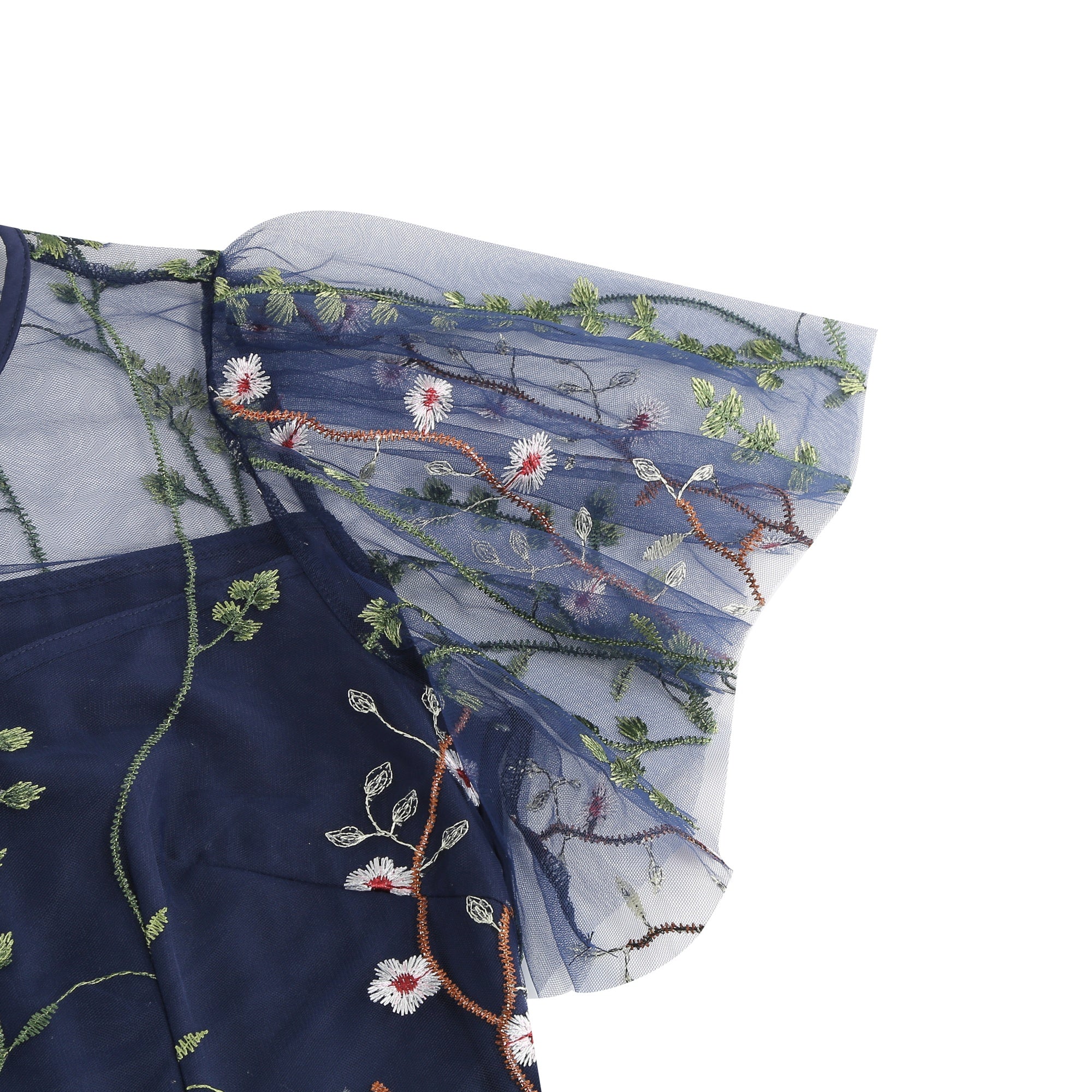 Women's Floral Embroidered Mesh Dress