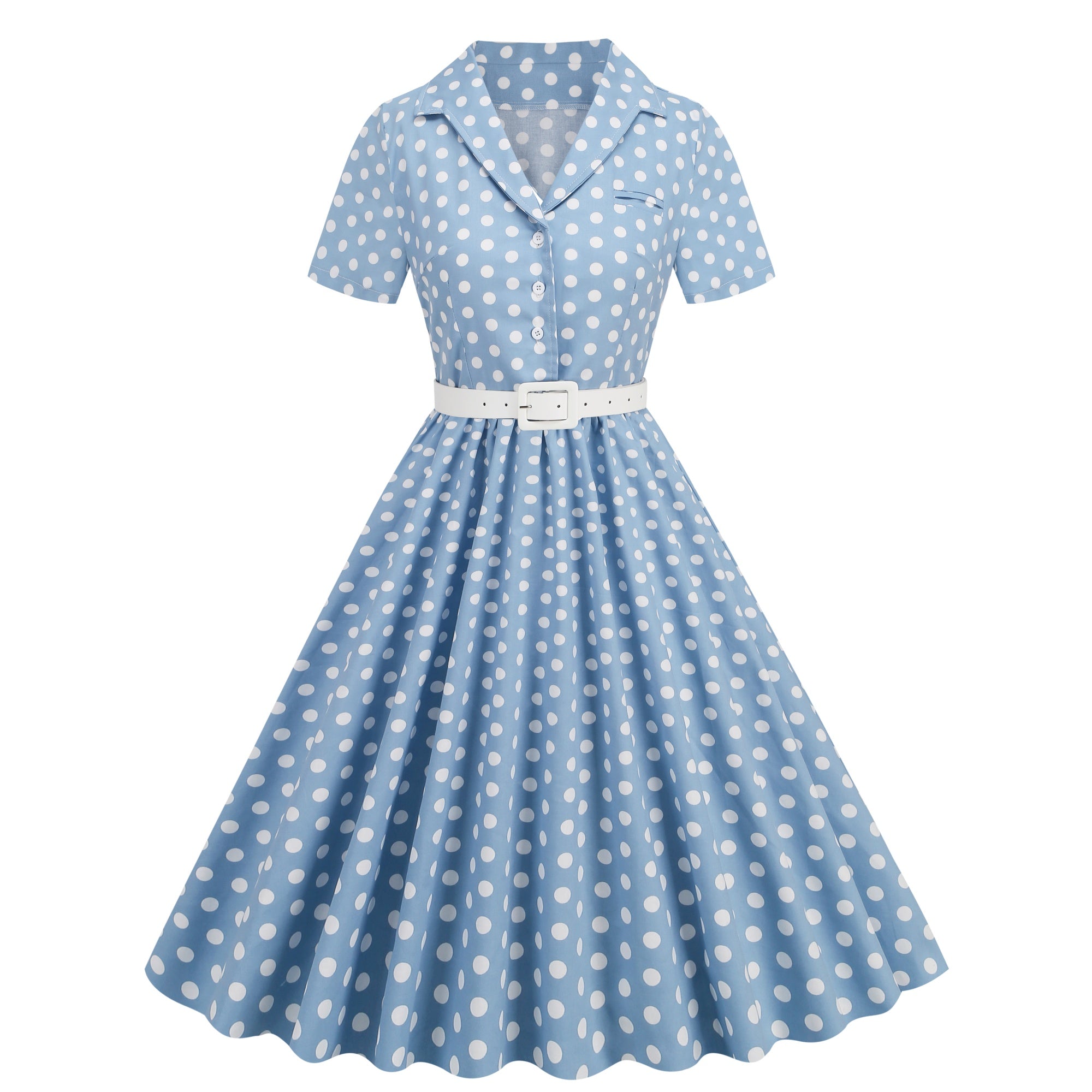 Women's Polka Dot Collared Button-Front Dress