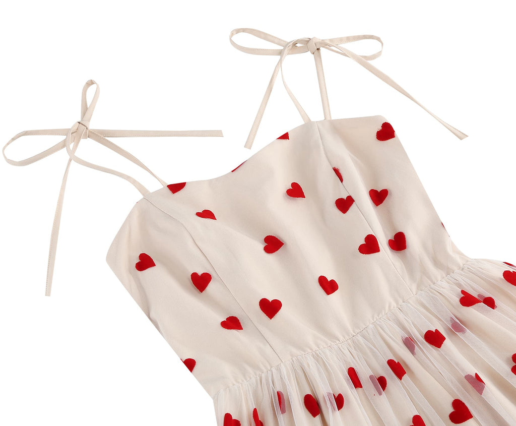 Women's Heart Print Tulle Dress