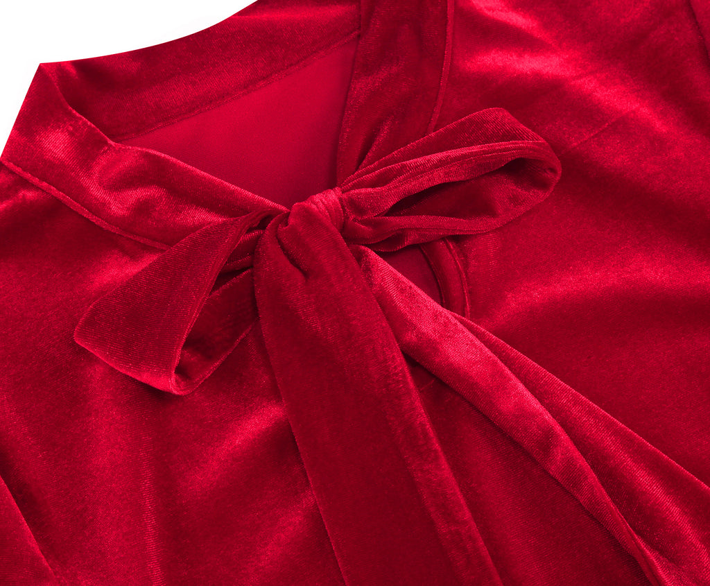 Women's Elegant Tie Neck A-Line Midi Dress