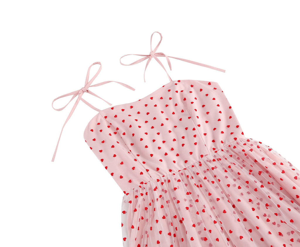 Women's Heart Print Tulle Dress