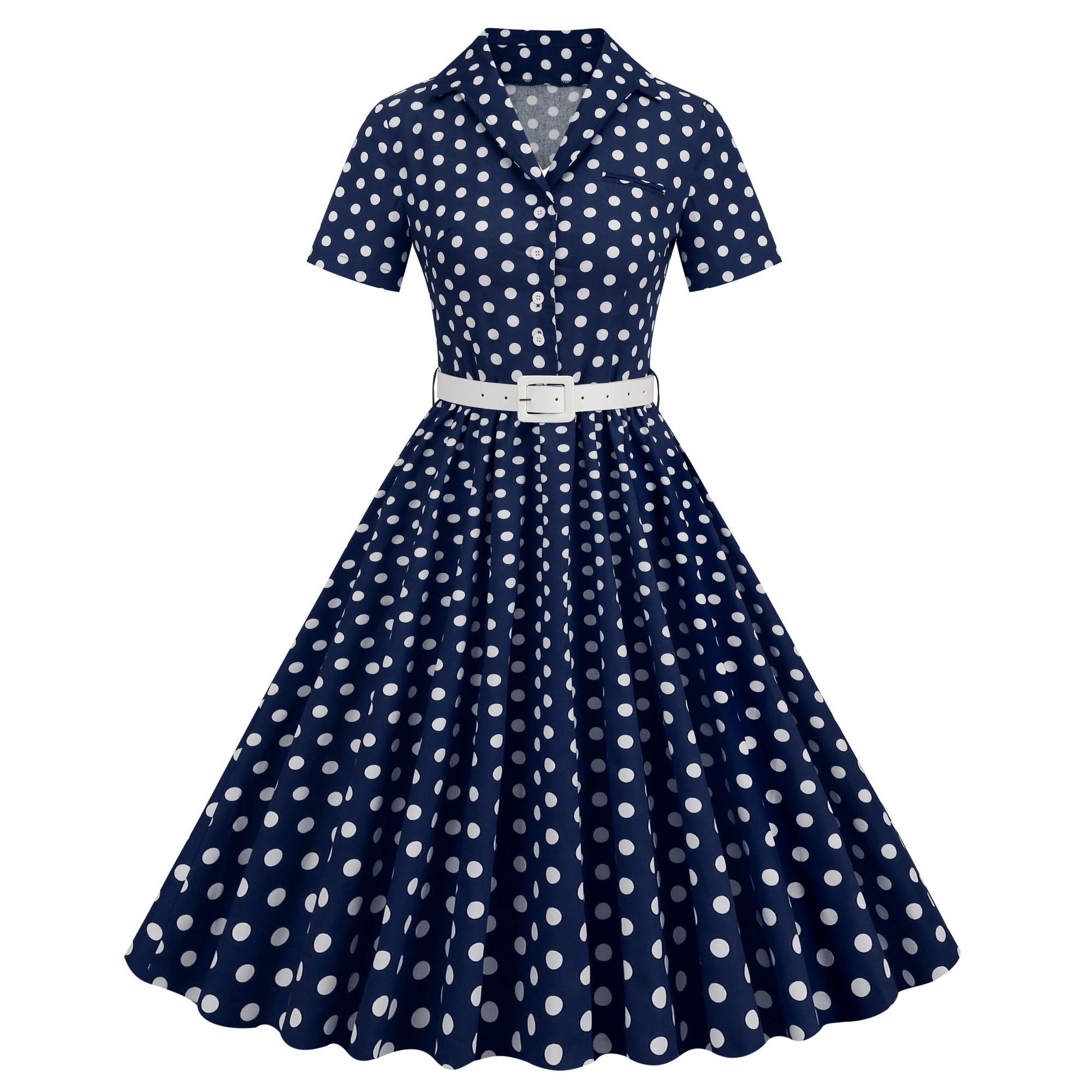 Women's Polka Dot Collared Button-Front Dress