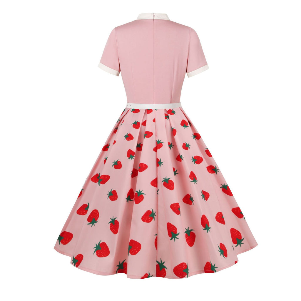 Women's Retro Bow Neck A-Line Midi Dress