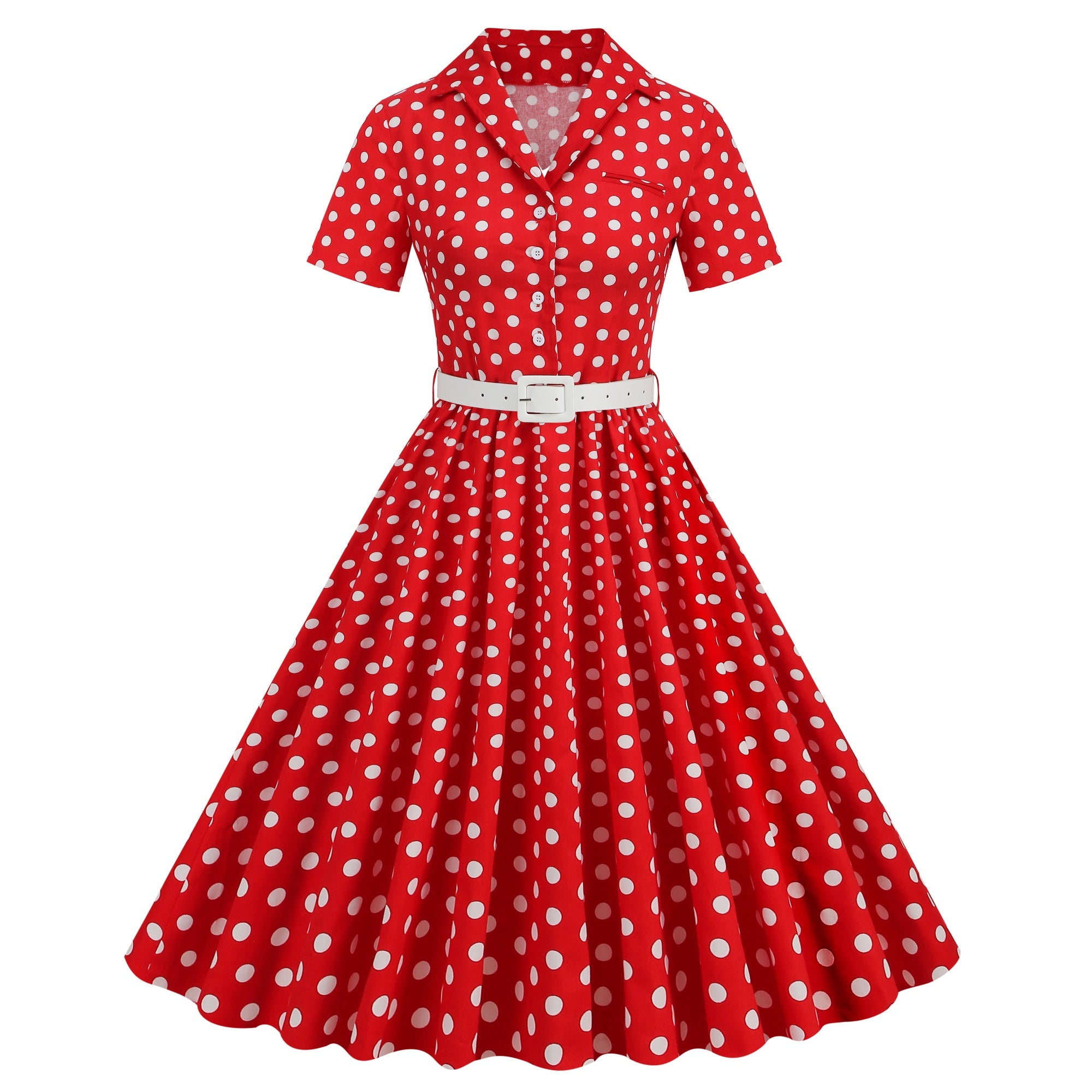 Women's Polka Dot Collared Button-Front Dress