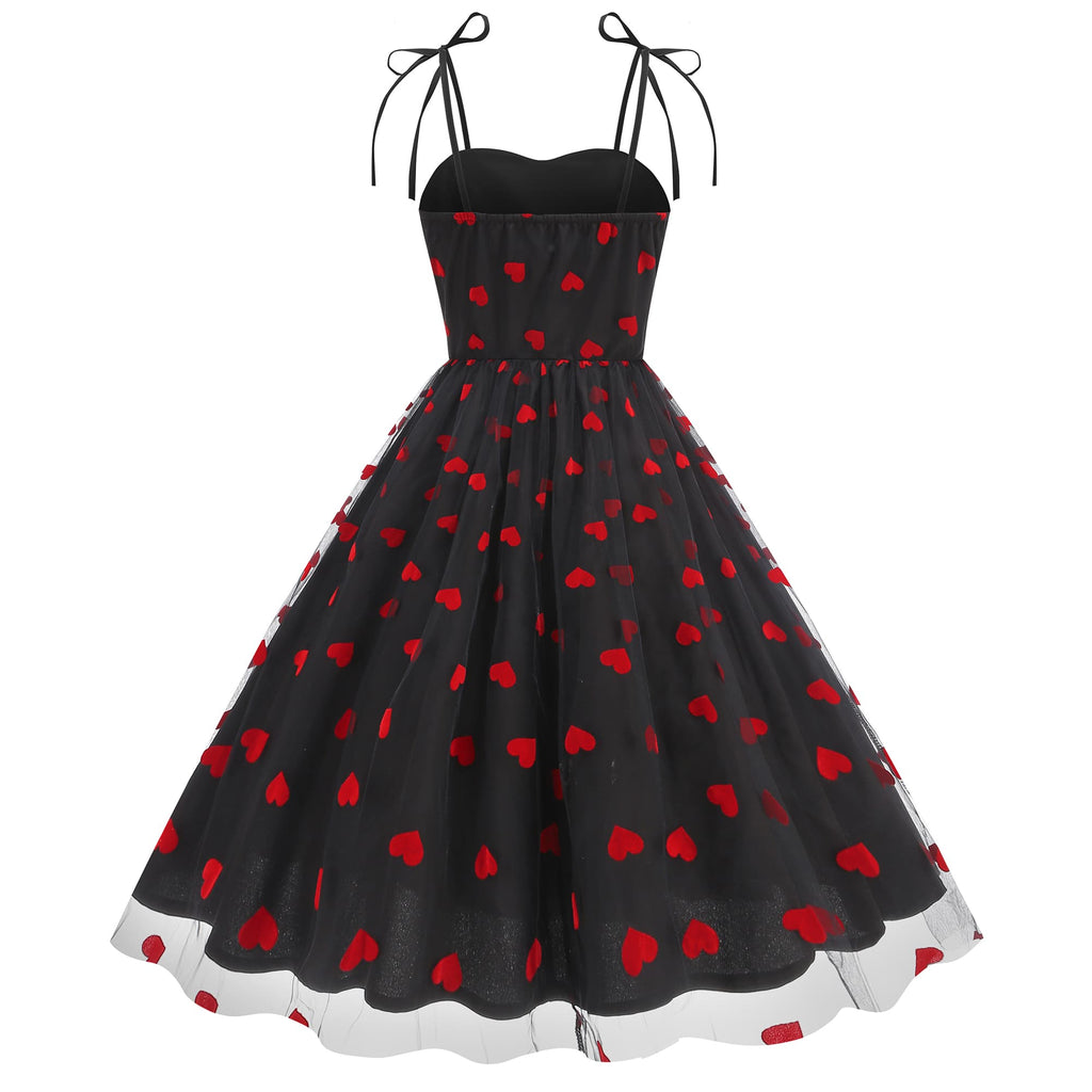 Women's Heart Print Tulle Dress