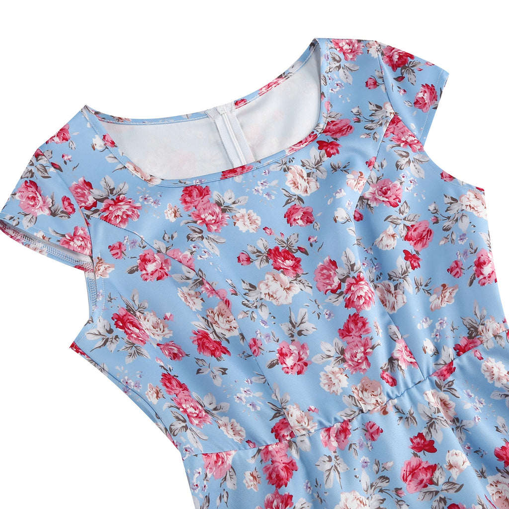 Women's Floral Square Neck Fit & Flare Midi Dress
