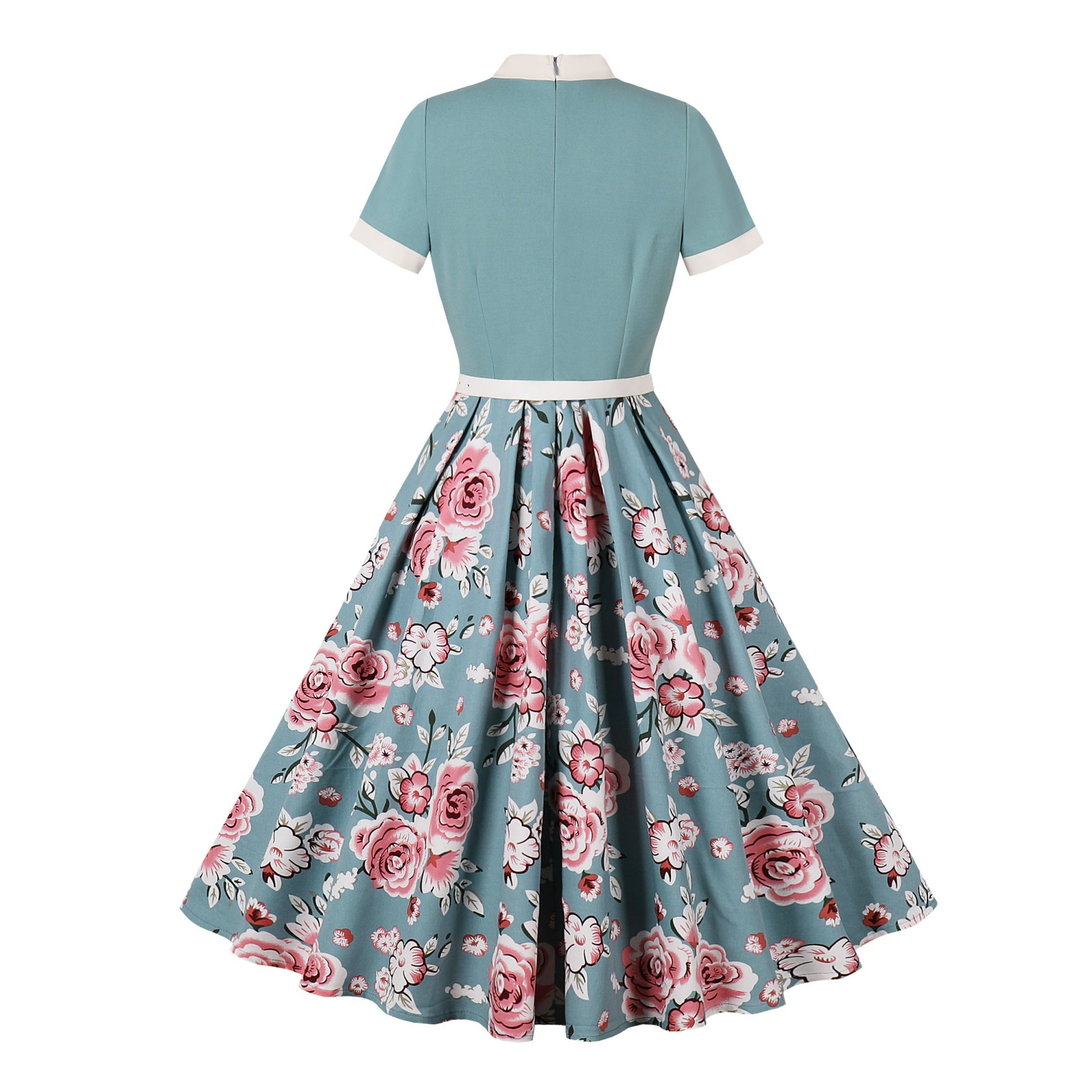 Women's Retro Bow Neck A-Line Midi Dress