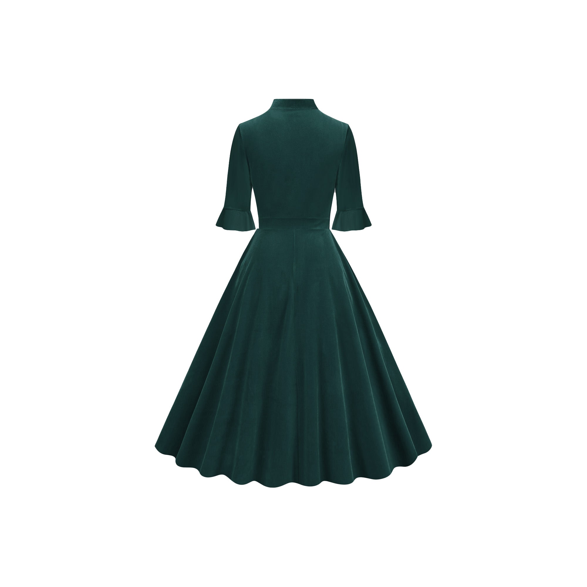 Women's Elegant Tie Neck A-Line Midi Dress