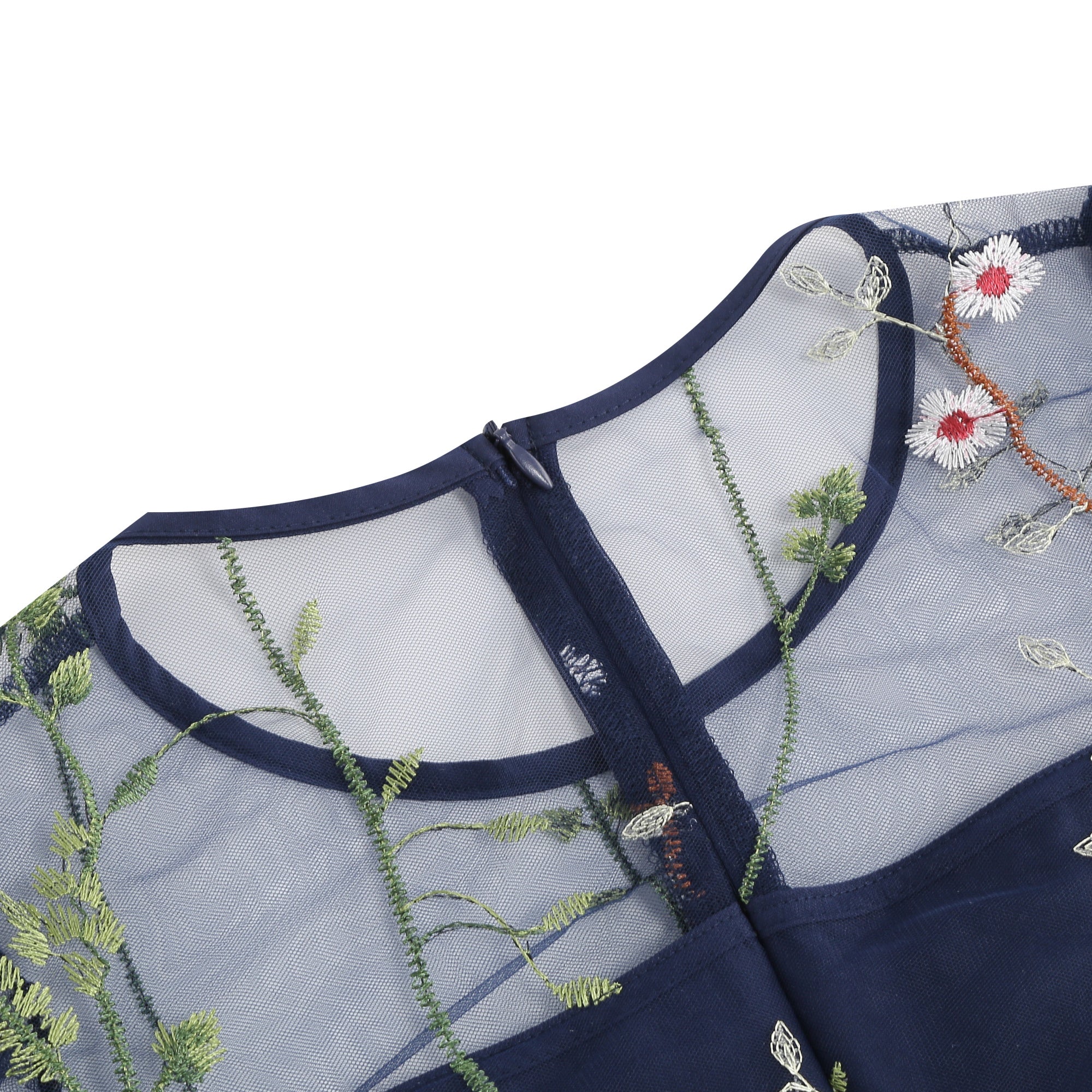 Women's Floral Embroidered Mesh Dress