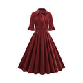 Women's Elegant Tie Neck A-Line Midi Dress