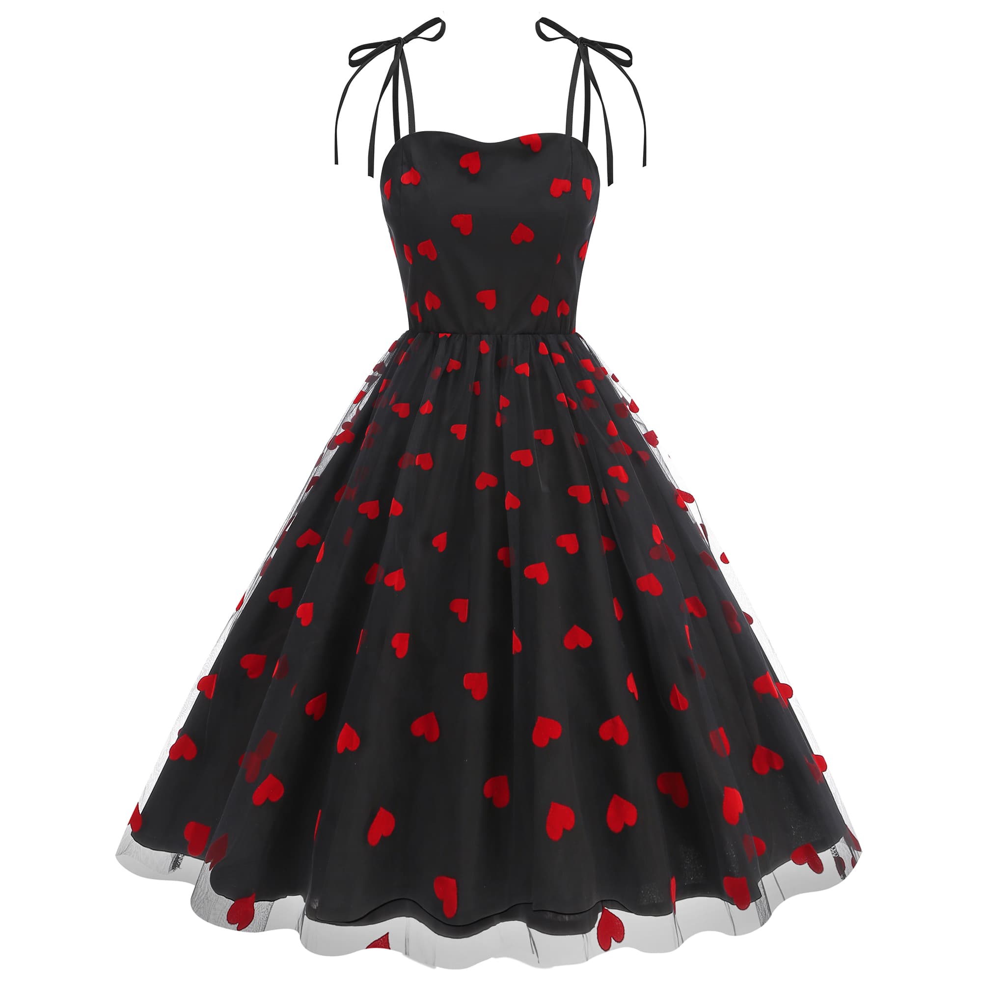 Women's Heart Print Tulle Dress