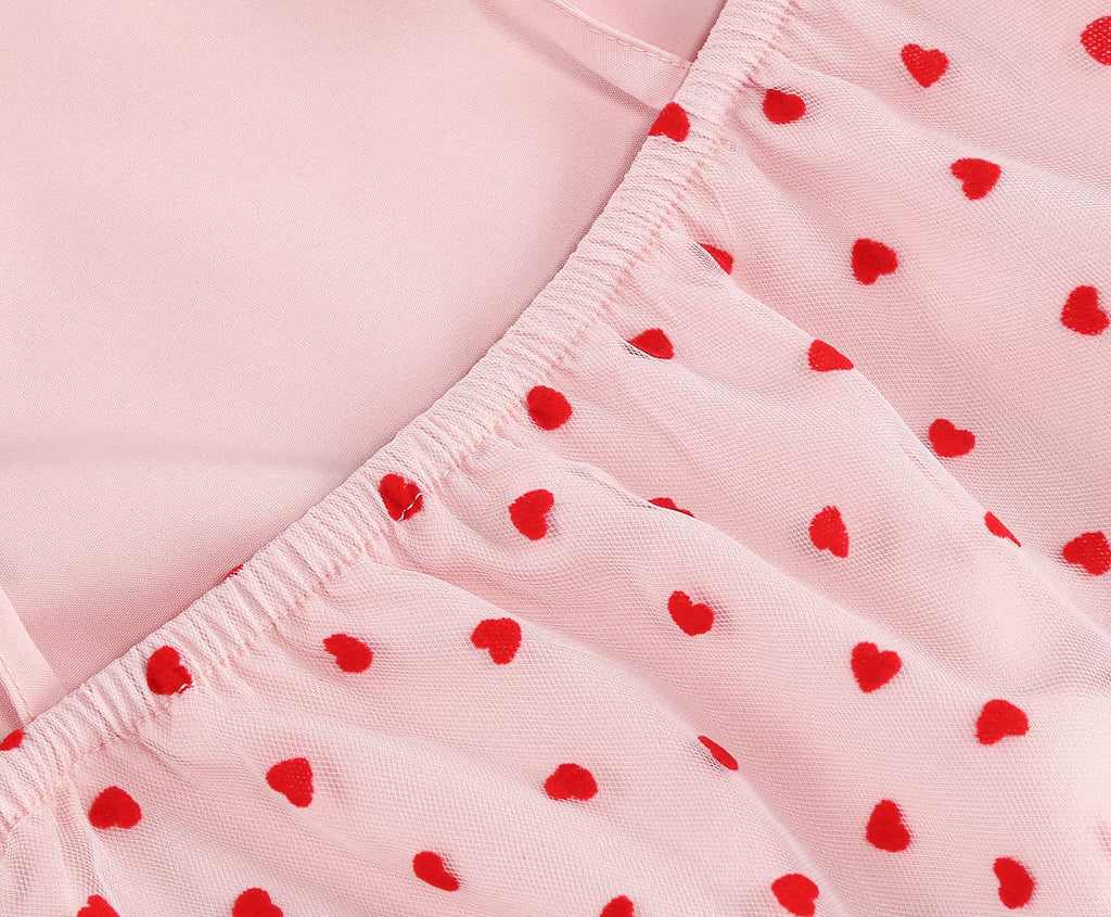 Women's Heart Print Tulle Dress