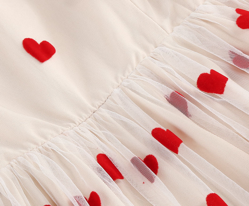 Women's Heart Print Tulle Dress