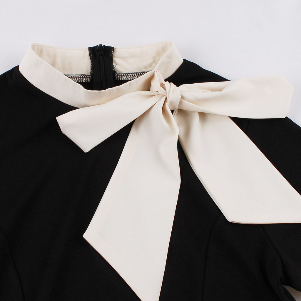 Women's Retro Bow Neck A-Line Midi Dress