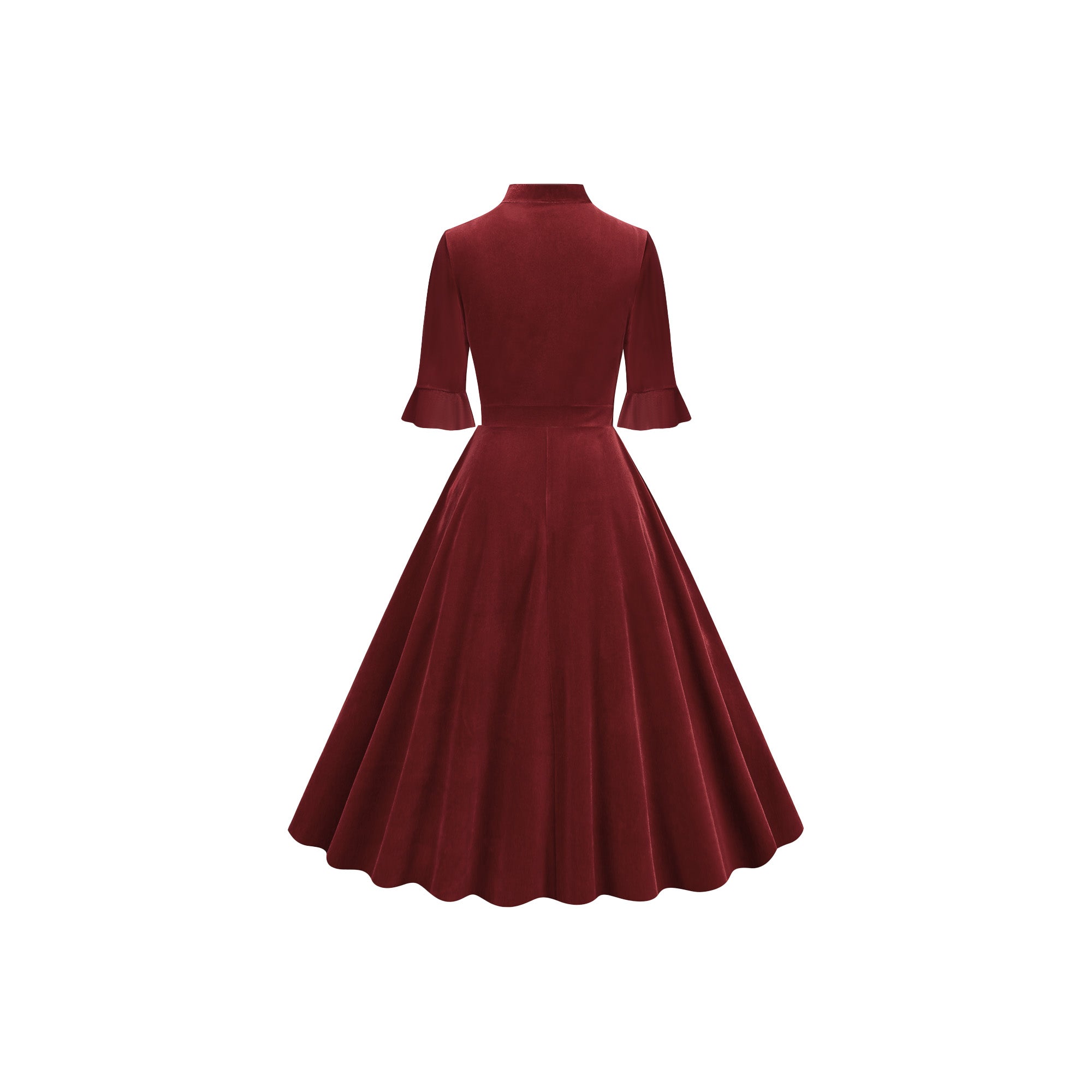 Women's Elegant Tie Neck A-Line Midi Dress