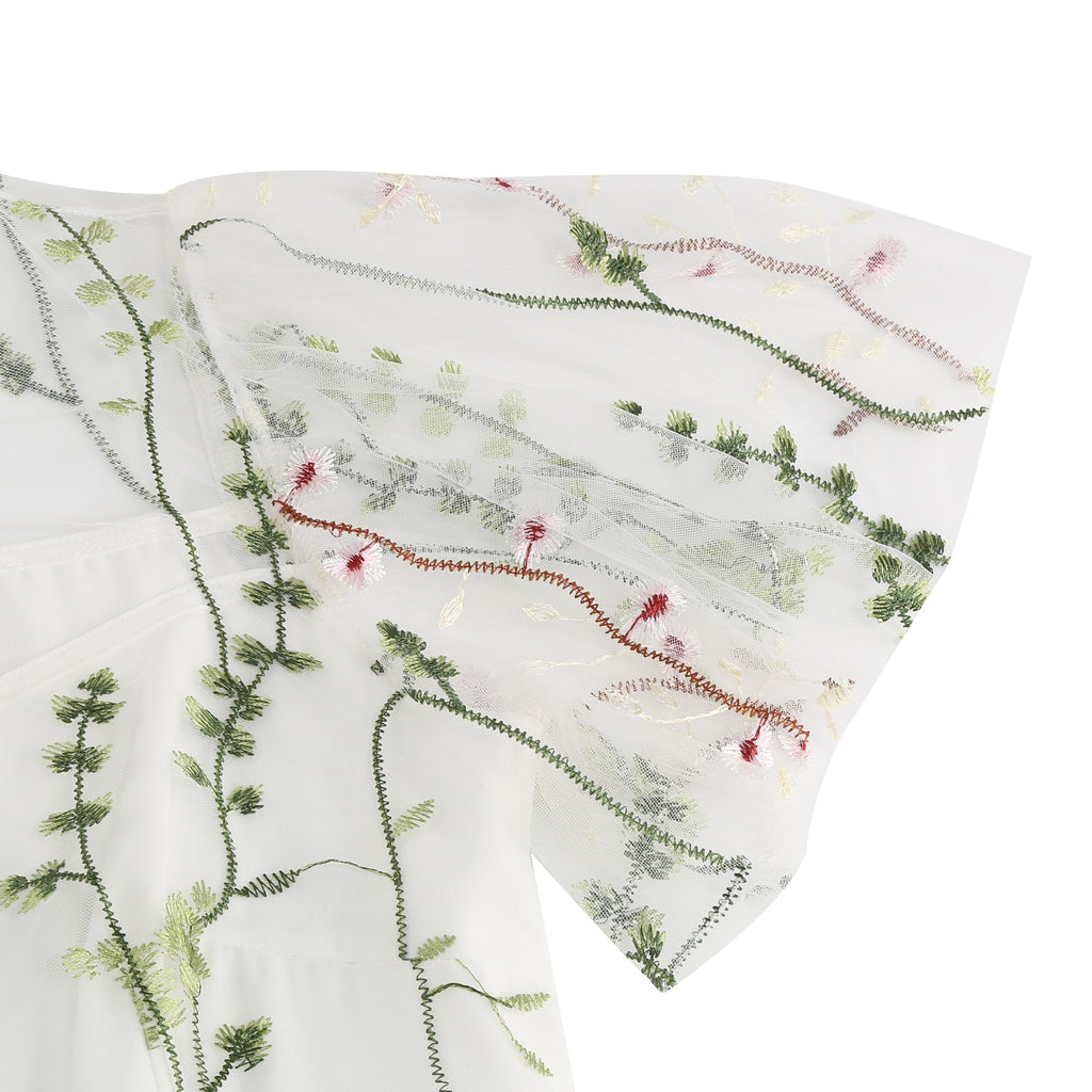 Women's Floral Embroidered Mesh Dress