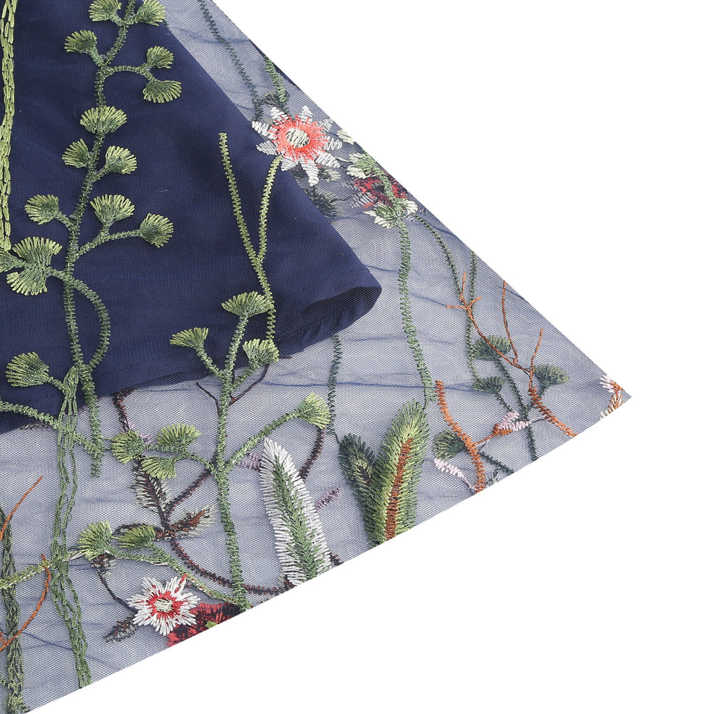 Women's Floral Embroidered Mesh Dress