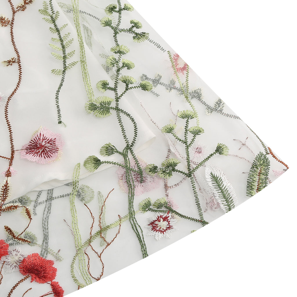 Women's Floral Embroidered Mesh Dress
