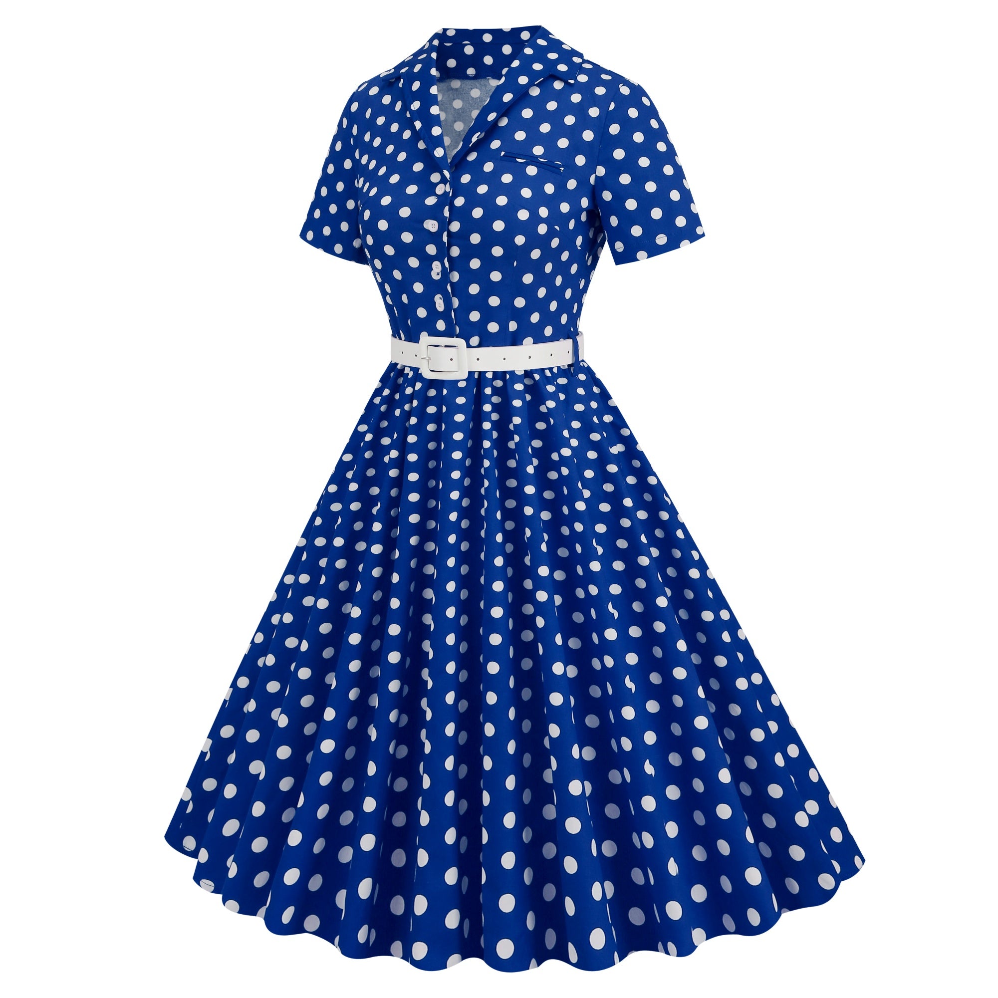 Women's Polka Dot Collared Button-Front Dress