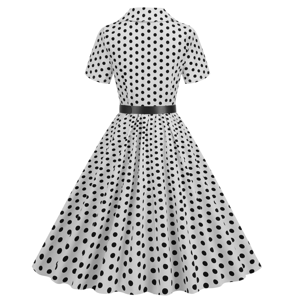 Women's Polka Dot Collared Button-Front Dress