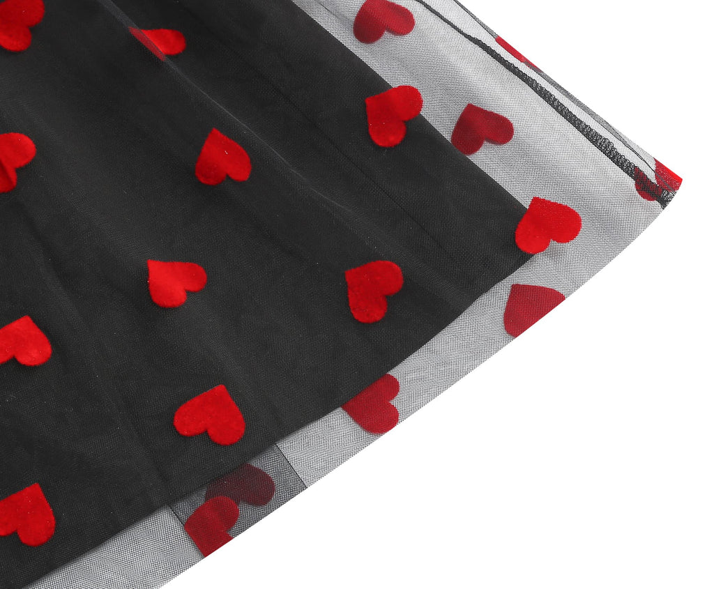 Women's Heart Print Tulle Dress
