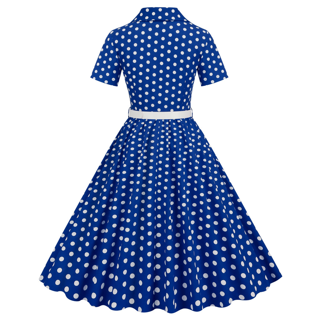 Women's Polka Dot Collared Button-Front Dress