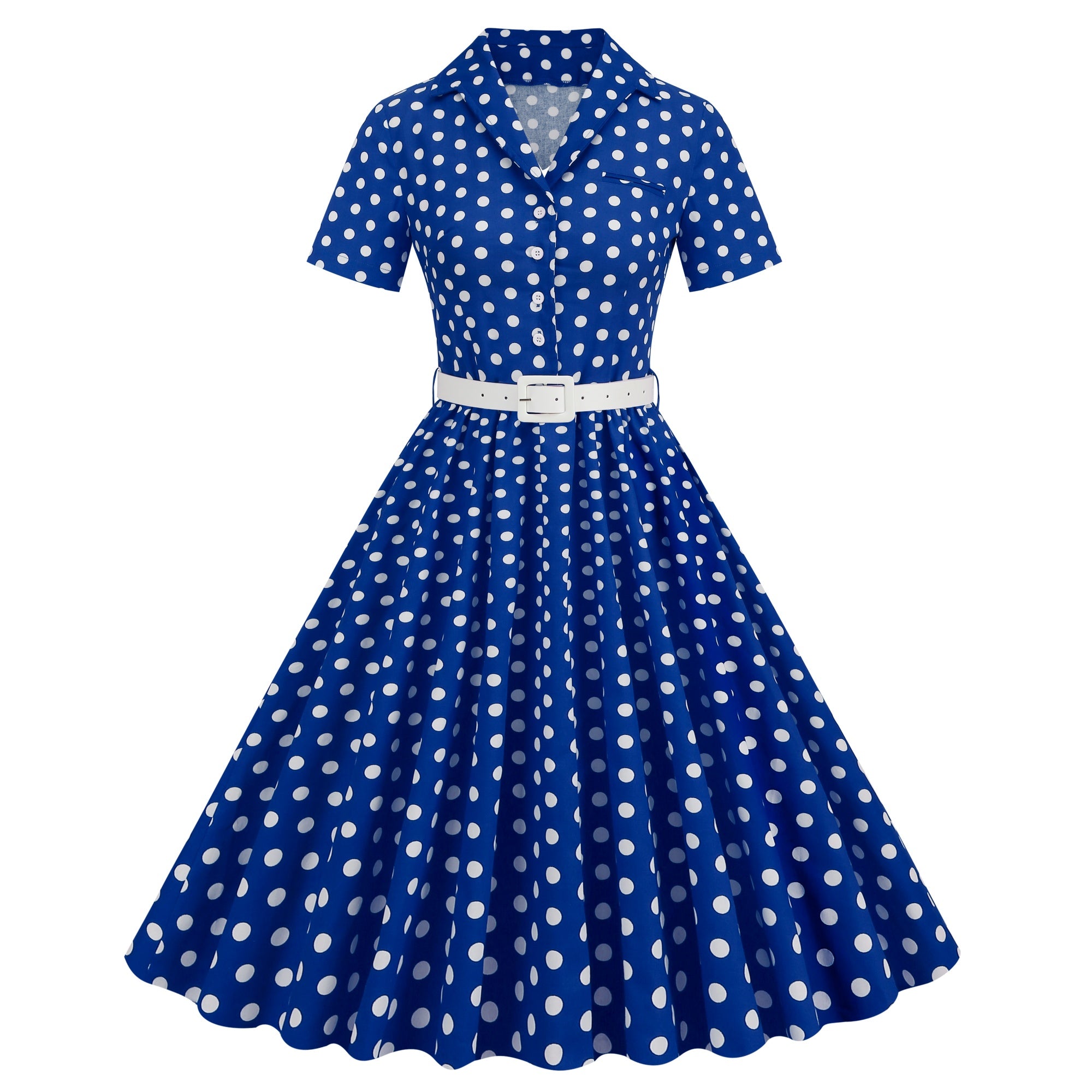 Women's Polka Dot Collared Button-Front Dress