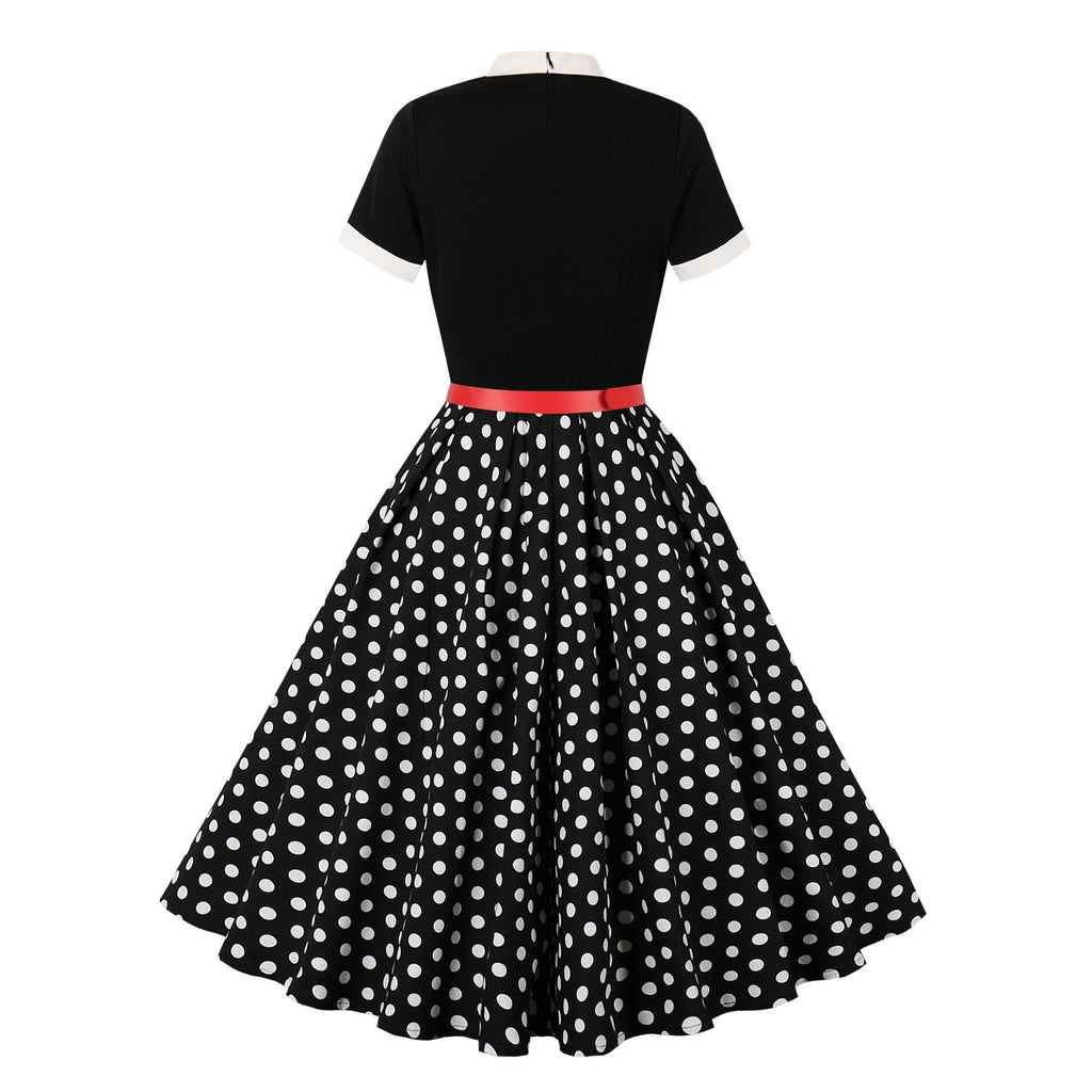Women's Retro Bow Neck A-Line Midi Dress