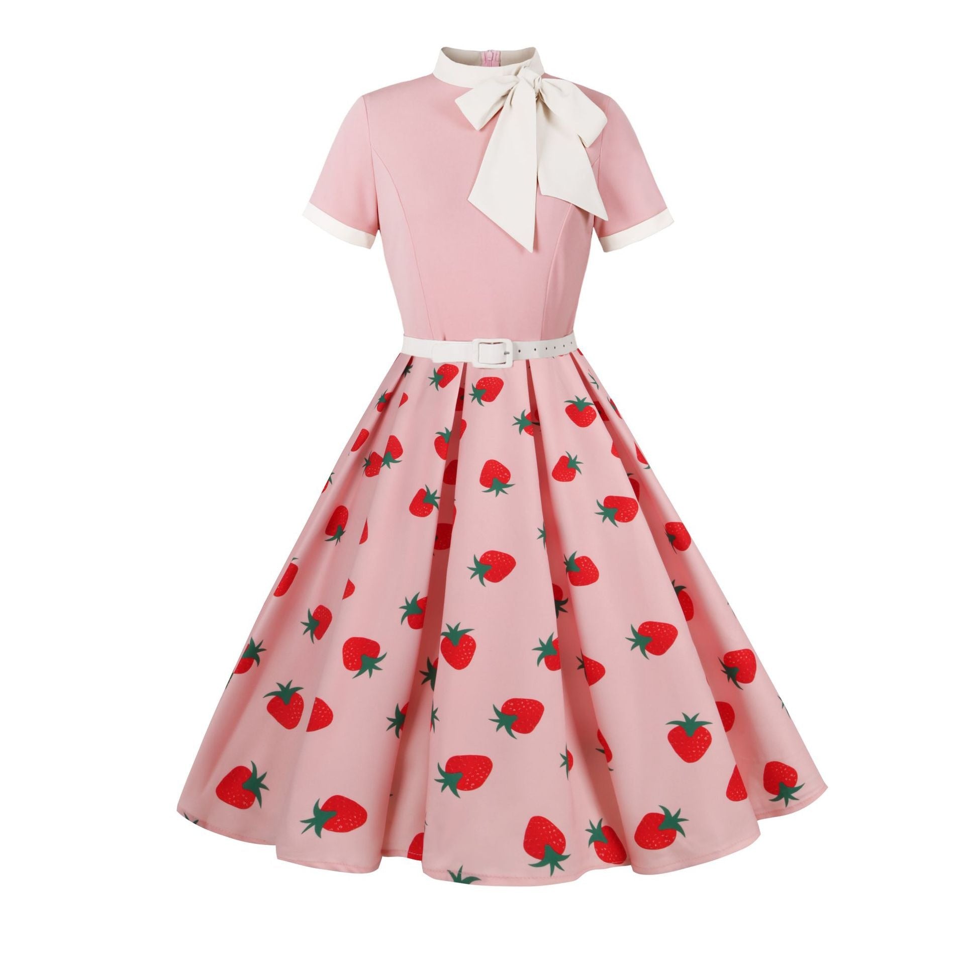 Women's Retro Bow Neck A-Line Midi Dress