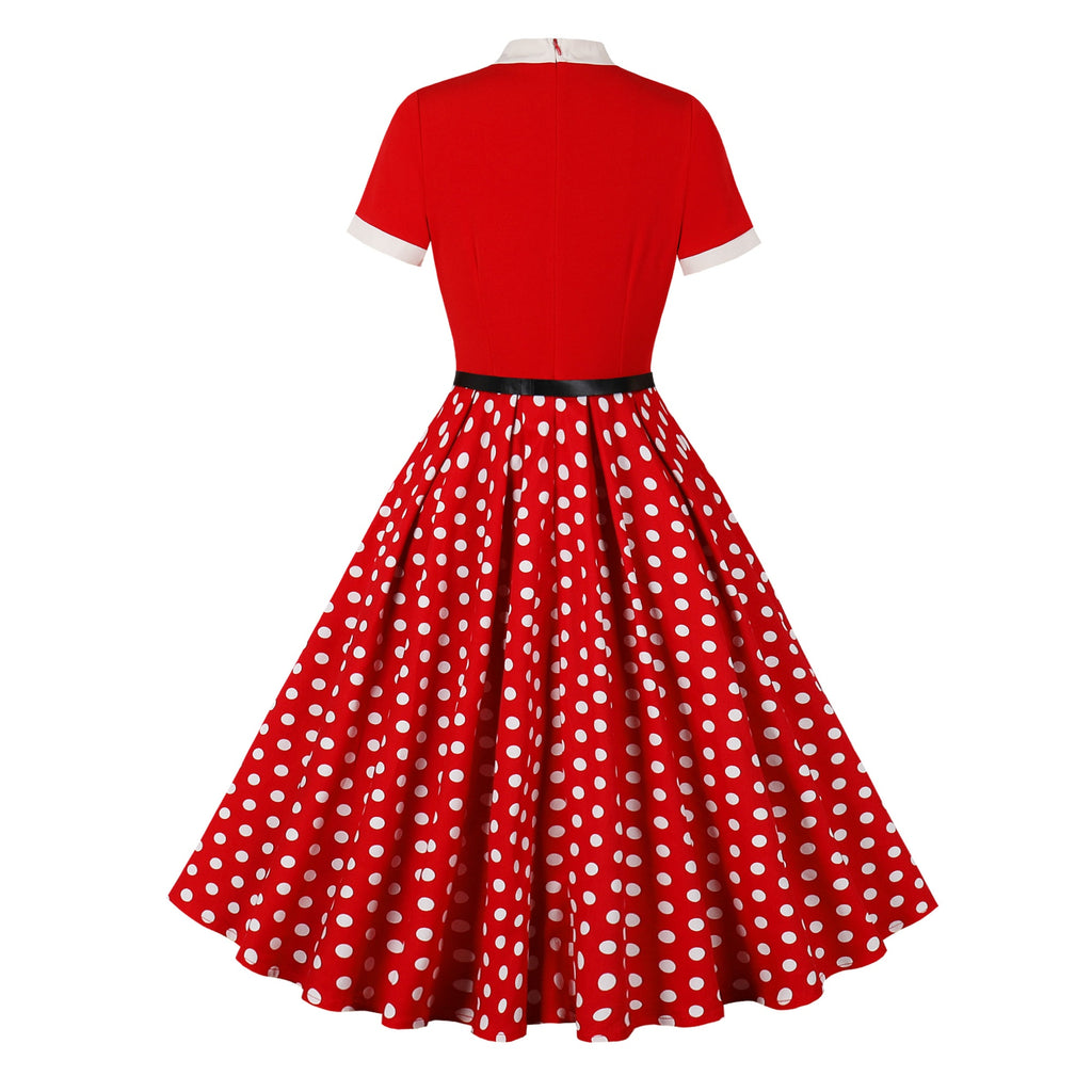Women's Retro Bow Neck A-Line Midi Dress