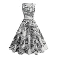 Women's Vintage Sleeveless Belted Fit & Flare Midi Dress