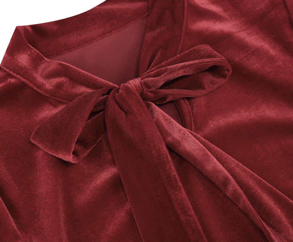 Women's Elegant Tie Neck A-Line Midi Dress