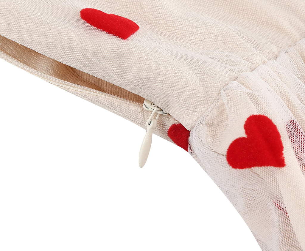 Women's Heart Print Tulle Dress