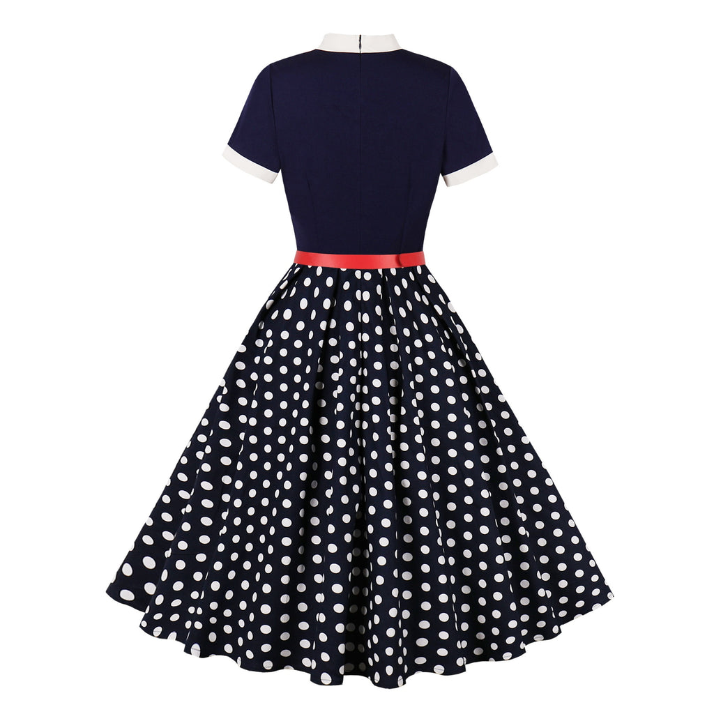 Women's Retro Bow Neck A-Line Midi Dress