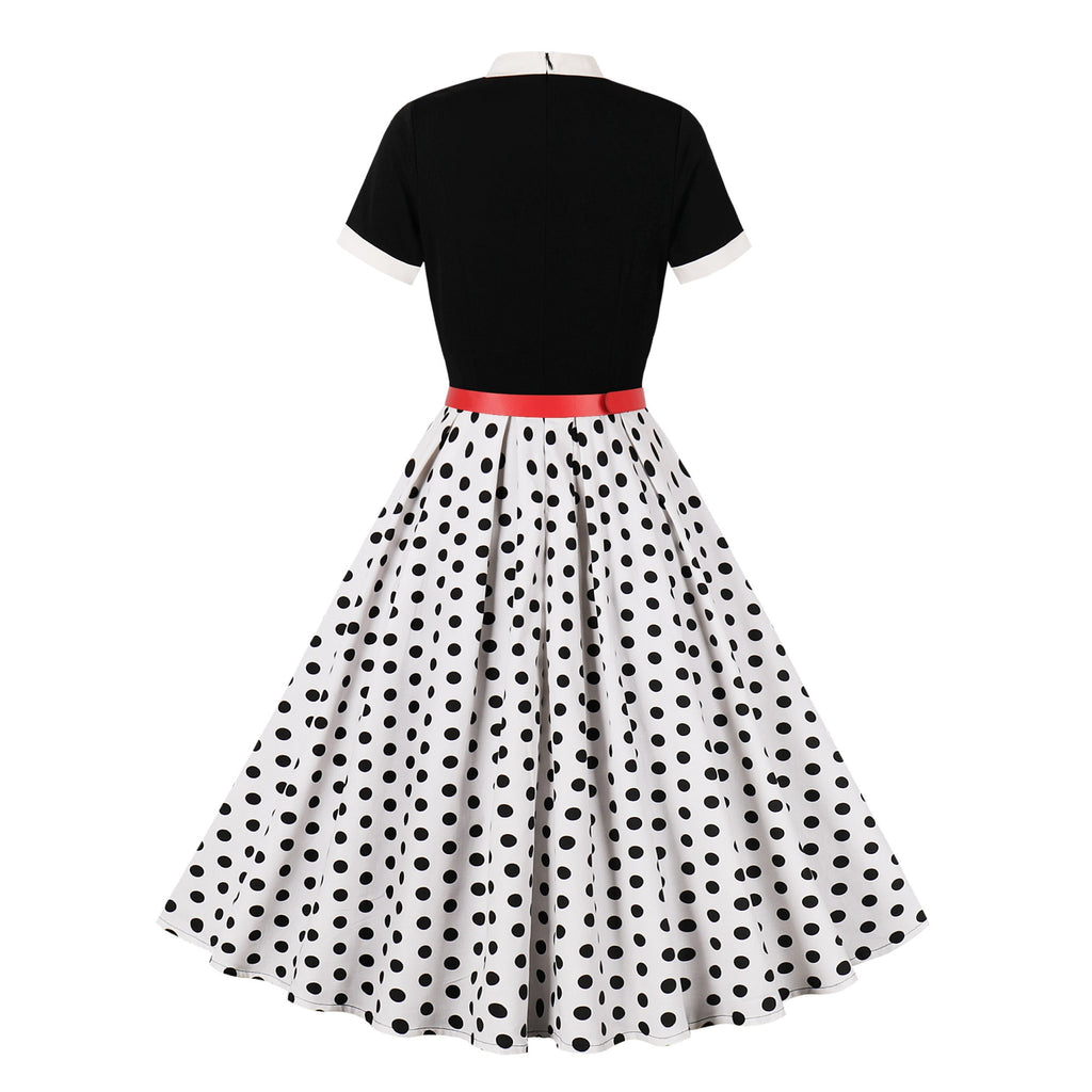 Women's Retro Bow Neck A-Line Midi Dress